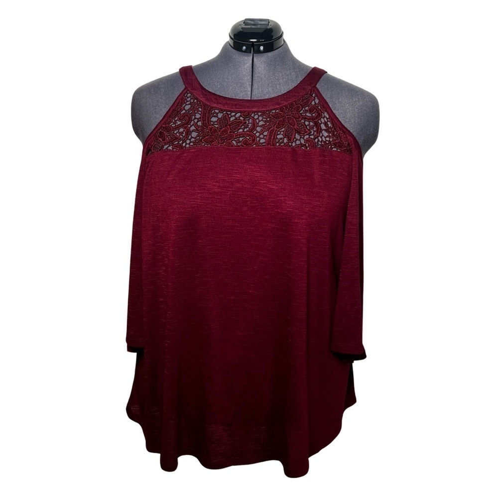 Torrid NWT Burgundy Cold Shoulder Shirt (Size 3)